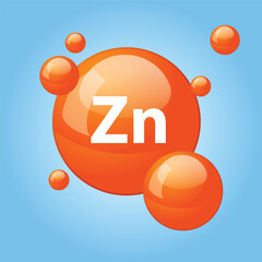 Zinc icon structure chemical element round shape circle light orange