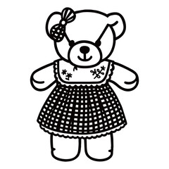 Silhouette image of a doll on a white background