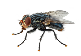 Detailed Macro Photo Of A Housefly Insect Wing In Transparent Background