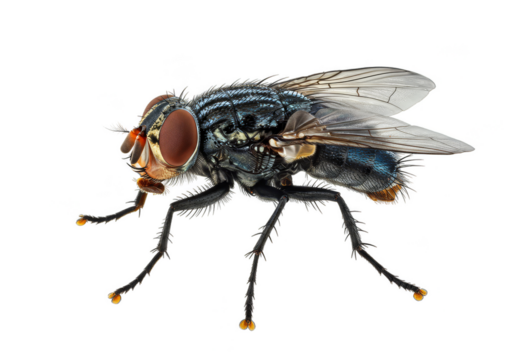 Detailed Macro Photo Of A Housefly Insect Wing In Transparent Background