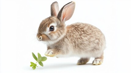Obraz premium Fluffy bunny hopping around its big ears in a bright green field captivating animal photography