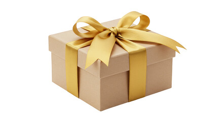 Obraz premium Golden Ribbon Gift Box Isolated Present for Celebration Background PNG
