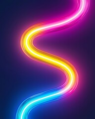 Colorful Neon Light Wave on Dark Background for Creative Design Use