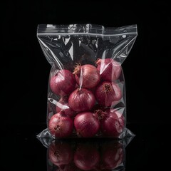Vacuum-Sealed Bag of Red Onions Preserving Freshness and Flavor