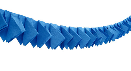 Hanging Blue Triangle Paper Garland Festive Decoration Isolated Background