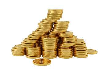 Illustration Gold Coins Stack Treasure Investment with Transparent Background