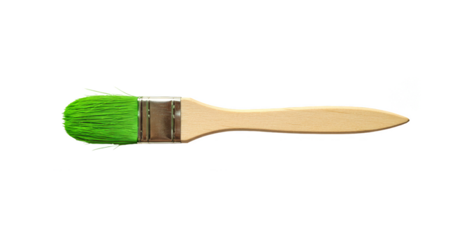 Green Paint Brush Artistic Tool Design on Transparent Background