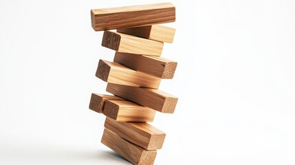 Intense jenga game moment captured in close-up home setting high-stakes fun
