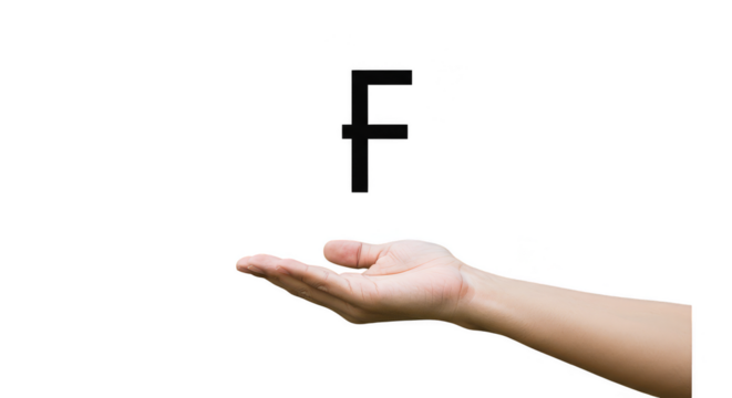 Hand Holds Letter F Alphabet Transparent Background Symbolic Teaching