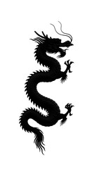 Illustration Of A Black Dragon Mythical Creature On Transparent Background