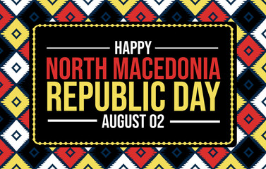 Happy north macedonia republic day august greeting card illustration