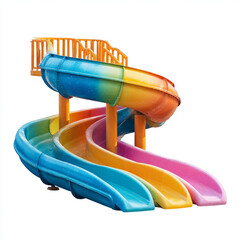 Aqua Park Slides and Tubes on White Background - High-Quality Element Image, Generative AI