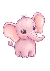 Fototapeta premium Illustration of a Cute Pink Baby Elephant with Transparent Background