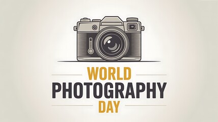 Retro camera illustration celebrating world photography day with bold typography