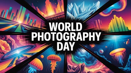 Celebrate world photography day with vibrant artistic collage of diverse scenes