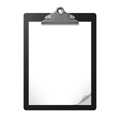 Illustration of Blank White Paper on Black Clipboard Isolated on White