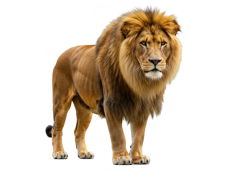 Illustration Majestic Lion with Golden Mane Isolated on Transparent Backdrop