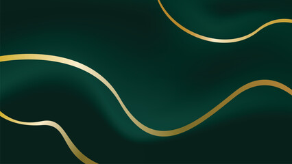 Luxury emerald green gradient background with gold line vector