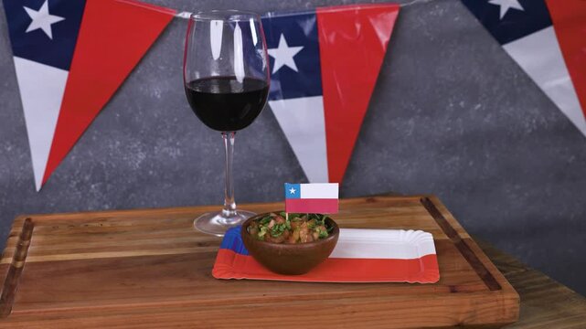 Chile Fiestas Patrias Chilean Flag wine glass Anniversary national day anticuchos empanada