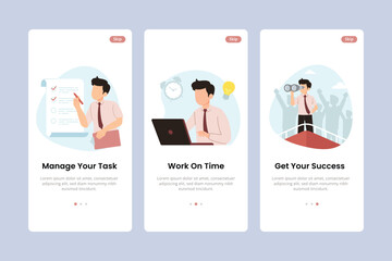 Onboarding Mobile App Screens for productivity and task management app. 