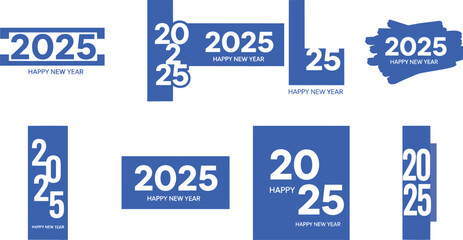 2026 typography cover, New Year number card, blue poster set