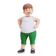 3D plus size overweight fat man in confident pose
