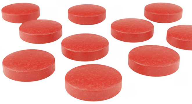 Illustration of Red Pills Medication Tablets in Transparent Background - Powered by Adobe