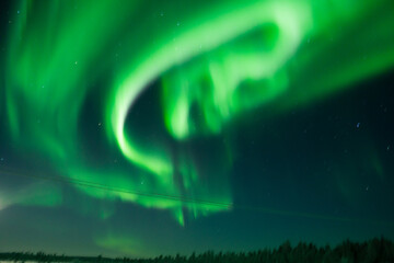 Aurora borealis Northern Lights fully covered the sky. Lapland amazing scenery