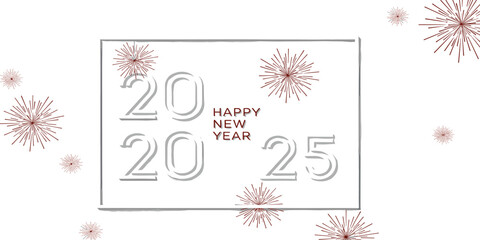 2026 greeting card, New Year number on red fireworks background