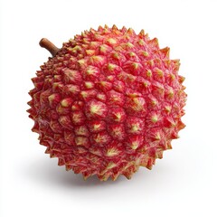 Exotic spiky fruit with vibrant red skin and unique texture on white background for food and nutrition concept