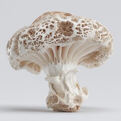 Unique Mushroom Structure with Detailed Texture and Intricate Patterns, Isolated on Clean Background for Culinary or Nature Use