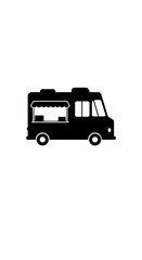 Illustration Of White Food Truck On A Black Transparent Background