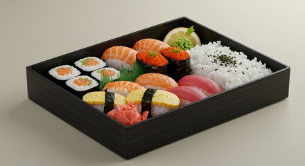 Exquisite Japanese Sushi Bento Box: A Culinary Masterpiece Ready to Delight