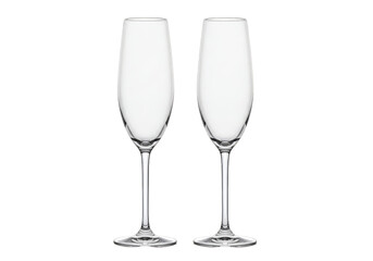 Illustration of Two Champagne Flutes Stemware Transparent Background