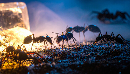 Cybersecurity Ant Colony Defense. Artificial Intelligence concept. Generated Image