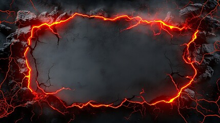 Glowing magma textures fire contrast concept, Fiery frame a dramatic background featuring a vivid fiery frame that showcases bright lava and glowing cracks, perfect for creative designs and artistic