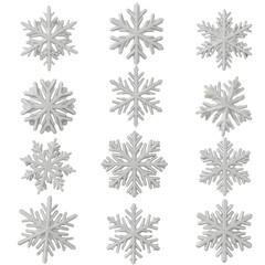 Illustration of Winter Snowflakes Christmas Decoration on Transparent Background