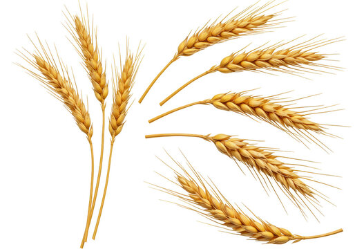 Illustration Wheat Stalks Isolated Golden Grain Harvest Agriculture