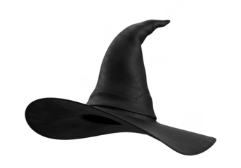 Illustration of Pointed Black Witch Hat for Halloween Isolated on White