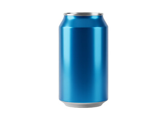 Isolated 3D Illustration of Metal Blue Drink Can on Transparent Background