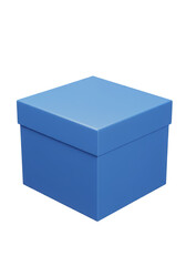 Fototapeta premium Isolated 3D Render of Minimal Blue Box with Lid on Transparent Layer