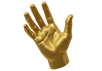 Isolated Abstract Golden Hand Metallic Gesture Object on Transparent PNG