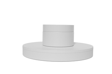 Cosmetic Cream Jars Blank Isolated 3D Rendering. 
Podium pedestal.