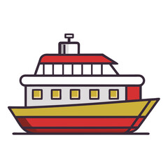 Stylized illustration of a modern red and yellow passenger ferry boat