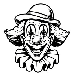 Obraz premium Illustration Of Smiling White Face Clown With Classic Makeup Hat Collar