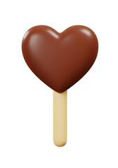Isolated 3d Illustration Of Chocolate Heart Lollipop Dessert Sweet Treat
