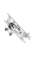 Fototapeta premium Isolated Biplane Illustration Vintage Aircraft Airplane on Transparent Background