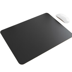 Isolated Black Mousepad with White Wireless Mouse Computer Accessory