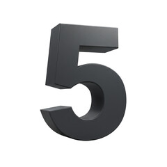Fototapeta premium Isolated Black Number Five a 3D Rendered Numerical Digit on Transparent
