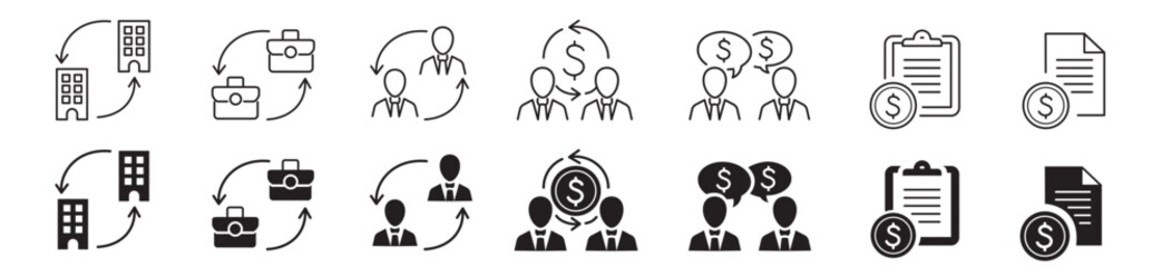 B2B icon set. Business to business. Editable stroke line icons collection. Vector illustration.
